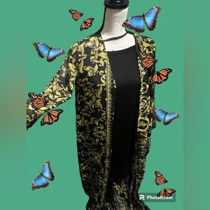Akira versace print kimono sheer